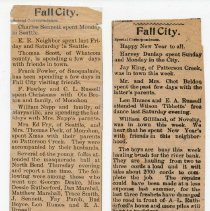Five newspaper columns about Fall City, c1901
